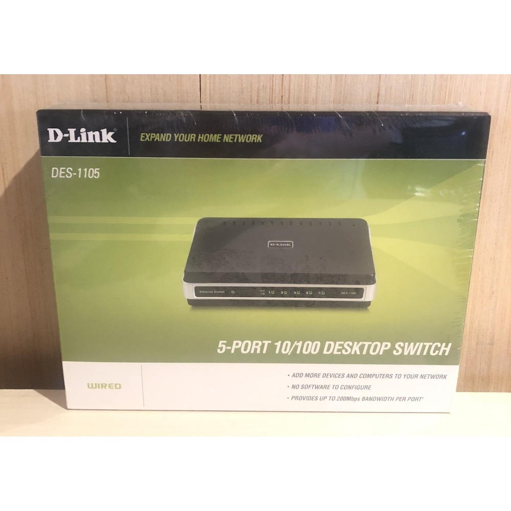 New D-Link DES-1105 5-Port 10/100 Desktop Ethernet Switch‎ - Sealed